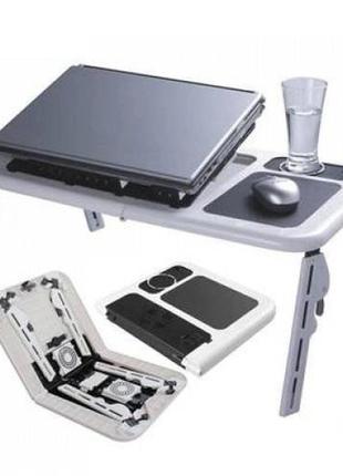 Складной столик для ноутбука ld-09 e-table, столик с охлаждением 2 usb кулера5 фото