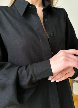 Стильный костюм тройка женский летний черный с шортами с топом и рубашкой (рубашка+шорты,топ) лето4 фото