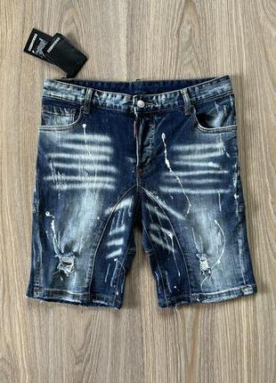 Мужские джинсовые шорты с заводскими потертостями dsquared2 dan1 фото