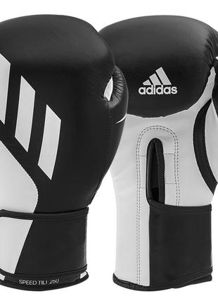 Боксерские перчатки кожаные adidas speed tilt 250 профессиональные тренировочные черные 10,12,  oz бокс2 фото