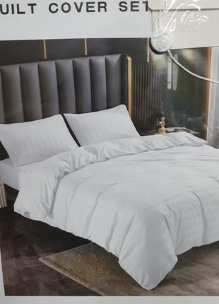 Белое натуральное страйп-сатин гостиничная двухспальная постель/постельное белье в полоску 180*220