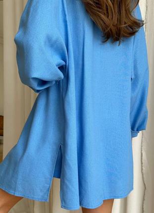 Костюм тройка женский летний голубой с шортами с топом и рубашкой (рубашка+шорты,топ) на лето4 фото