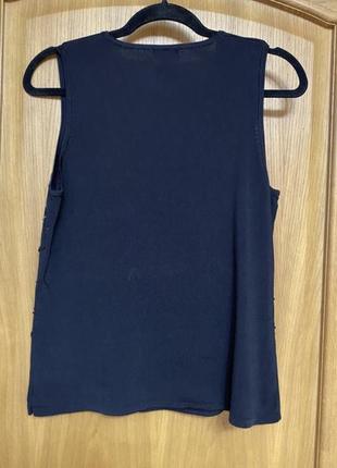 Чёрная эффектная майка блуза в рубчик декорирована бисером 46-50 р5 фото