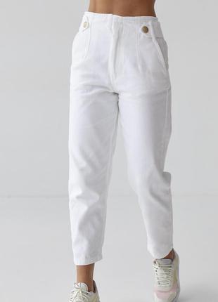 Білі жіночі штани моми, штани на літо1 фото