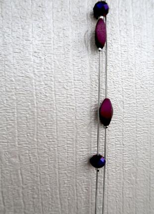 Намисто-буси темно-фіолетовий довге5 фото