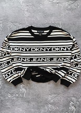 Dkny jeans свитер свитшот кофта лонг слив оригинальный полосатый женский много лого монограмный