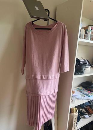 Платье пудра розовое нежное до щиколотки