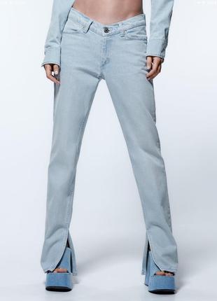 Zara трендовые джинсы с разрезами2 фото