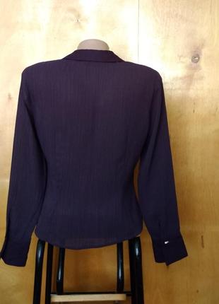 Р 12 / 46-48 изысканная офисная блуза блузка бургунди микро плиссе на пуговицах2 фото