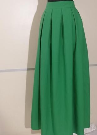 Длинная юбка с карманами бантовыми складками макси в пол
