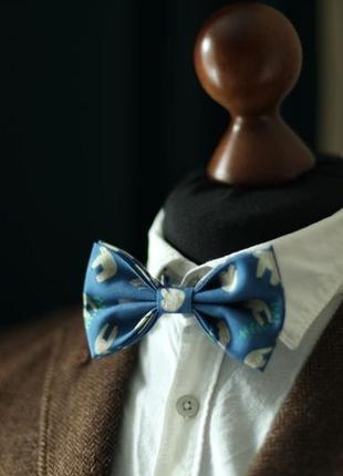 Краватка-метелик блакитна з лінивцями1 фото