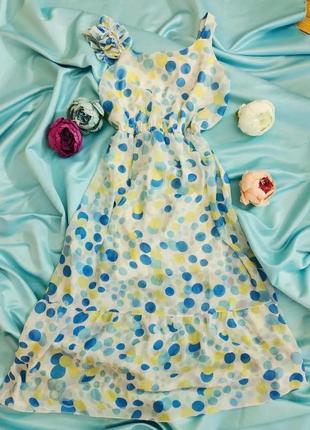 Шифоновий сарафан сукня міді в горошок1 фото