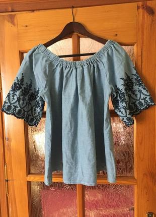 Джинсова сорочка з вишивкою marks & spenser