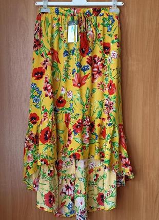 Вискозная юбка с цветочным принтом1 фото