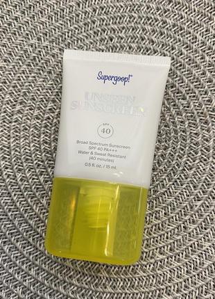 Солнцезащитный крем с spf 40 для лица supergoop unseen sunscreen, 15 ml