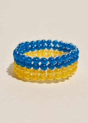 Жёлто-голубое колечко из бисера5 фото