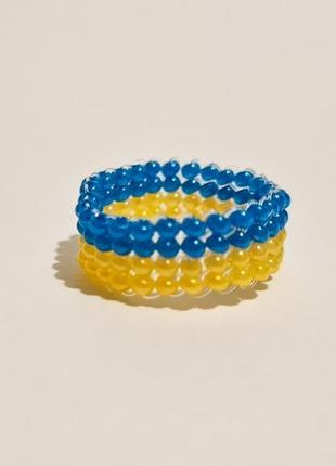 Жёлто-голубое колечко из бисера2 фото