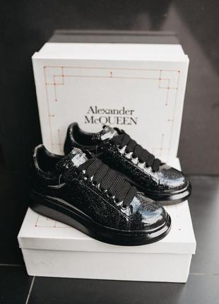 Женские кроссовки 💖alexander mcqueen gslaxy black💖, чёрные кожаные кеды маквин.1 фото