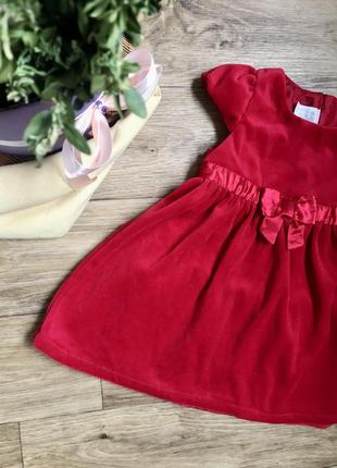 Платье бархатное 80 р. на 1 год красное h&m9 фото
