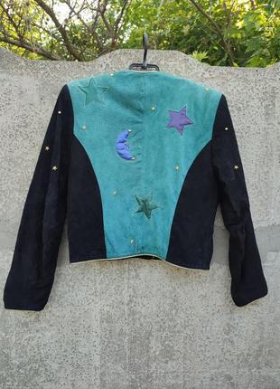 Винтажная замшевая куртка/блейзер dino'z 90-00х годов с украшениями кожа шёлк пиджак3 фото