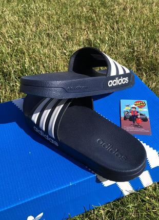 Женские шлёпанцы adidas adilette shower navy blue3 фото