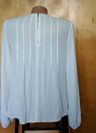 Р 10 / 44-46 легкая воздушная белая айвори блузка блуза рубашка с кружевной тесьмой и молнией3 фото