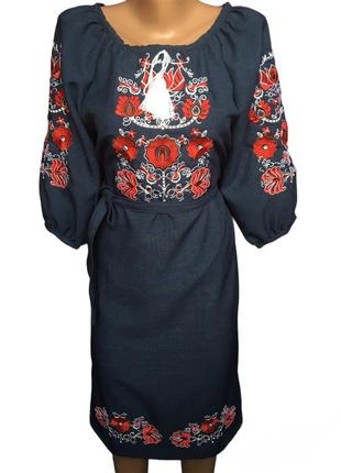Вышитое женское платье лен с вискозой   "василина 1"