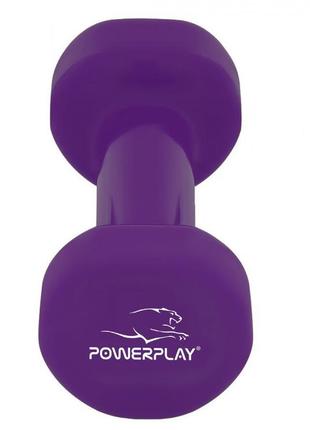 Гантель вінілова powerplay 4125 achilles 2.5 кг. фіолетова (1шт.)3 фото