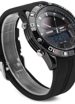 Спортивний чоловічий годинник skmei 1064 solar чорний наручний з сонячною батареєю5 фото