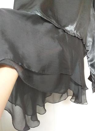 Шелковая блуза туника с воланами снизу4 фото