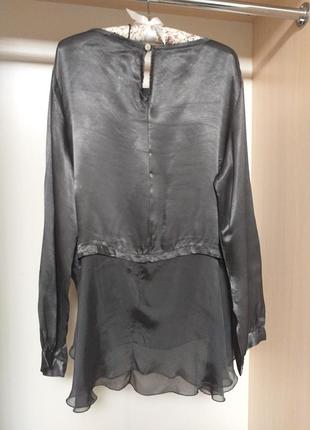 Шелковая блуза туника с воланами снизу5 фото