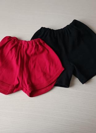 Набор 2 шт короткие шорты для девочки 5-6 лет черные и красные2 фото