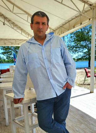 Чоловіча пляжна сорочка на ґудзиках з капюшоном від тм beach bunny1 фото