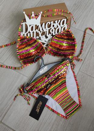 Купальник з паєтками, пуш ап