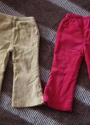 Новые велюровые розовые/бежевые теплые штаны на флисе, теплі штани,штанишки на 1-2 года2 фото
