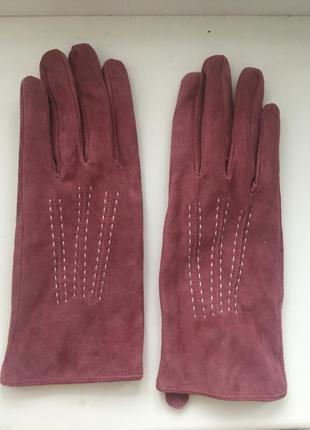 Замшеві рукавички на утеплювачі, натуральна шкіра, замша,2 фото