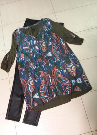 Трикотажна туніка/сорочка з шовковим передом , великого 20 розміру