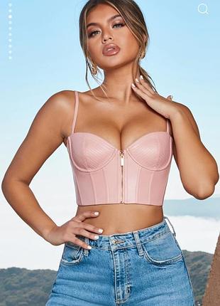 Топ кроп- бюст корсет на молнии oh polly