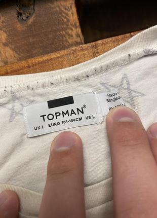 Мужская хлопковая футболка с принтом topman (топмэн лрр оригинал черно-белая)4 фото
