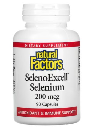 Natural factors, selenoexcell, селен, 200 мкг, 90 капсул