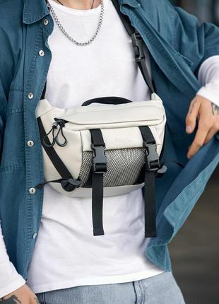 Велика чоловіча поясна сумка бананка sambag dynamicdart сіра10 фото
