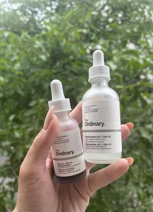 Ordinary aha30% + bha 2% peeling solution кровоподражающий пилинг и ordinary niacinamide 10% + zinc 1% сыворотка