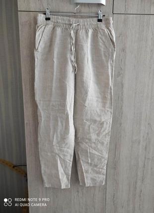 Лляні штани брюки трішки укорочені з льону 100%