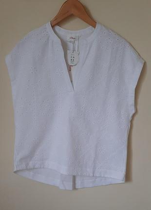 Блузка (блуза, футболка) белая, новая, с биркой, бур-во индия. фирмы s. oliver