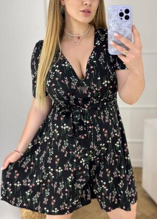 Комбинезон летний с шортами на молнии под поясок v образный вырез лиф присобран рукав прямой короткий шорты расклешонные ткань софт