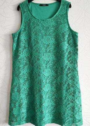 Зеленое кружевное платье2 фото