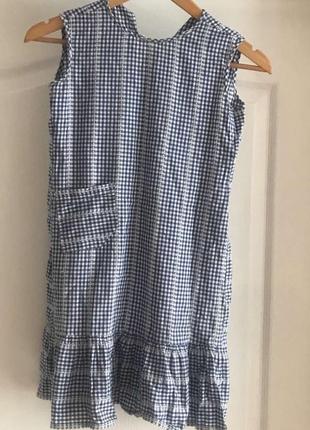 Легкое летнее тонкое платье в мелкую клеточку на девочку рост 135-145