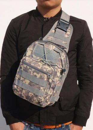 Тактическая сумка-рюкзак, барсетка, бананка на одной лямке, пиксель. армейская барсетка мужская сумка тактичес