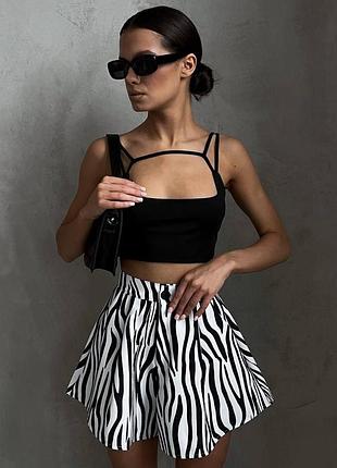 Шорти у принт зебра на високий посадці з кишенями тренд 2023
