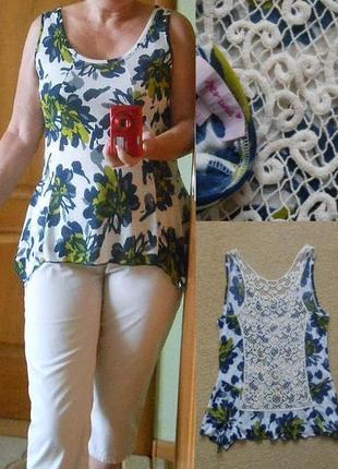 Блуза блузка туника майка пляжная ажурная кружевная спинка ассиметричный низ легкая m&s1 фото